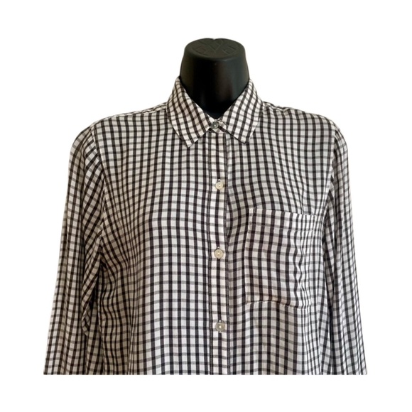 Rails Black and White Check Button-Front Blouse - Picture 2 of 7